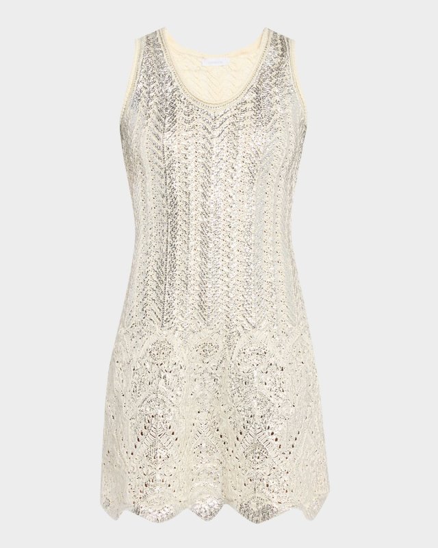Metallic Knit Sleeveless Mini Dress
